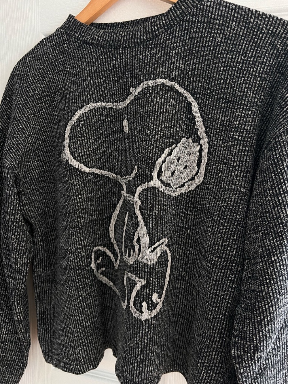 ZARA Snoopy Peanuts Knit Sweater Black & White Size L - Picture 3 of 4